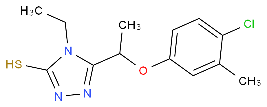 5-[1-(4-chloro-3-methylphenoxy)ethyl]-4-ethyl-4H-1,2,4-triazole-3-thiol_分子结构_CAS_725217-57-2
