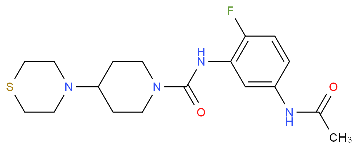 N-[5-(acetylamino)-2-fluorophenyl]-4-thiomorpholin-4-ylpiperidine-1-carboxamide_分子结构_CAS_)