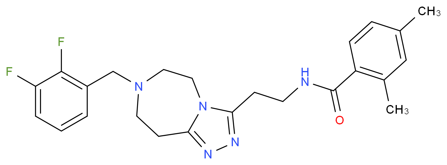 N-{2-[7-(2,3-difluorobenzyl)-6,7,8,9-tetrahydro-5H-[1,2,4]triazolo[4,3-d][1,4]diazepin-3-yl]ethyl}-2,4-dimethylbenzamide_分子结构_CAS_)