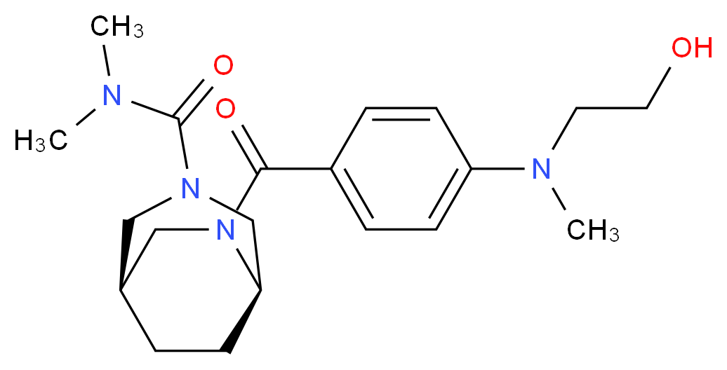 (1R*,5R*)-6-{4-[(2-hydroxyethyl)(methyl)amino]benzoyl}-N,N-dimethyl-3,6-diazabicyclo[3.2.2]nonane-3-carboxamide_分子结构_CAS_)