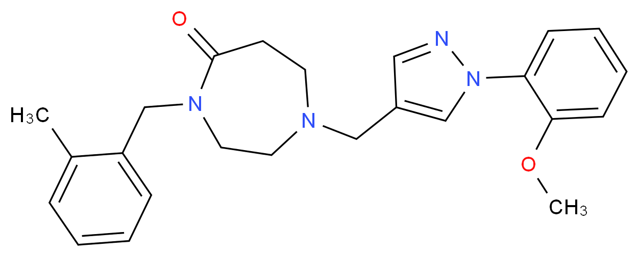 1-{[1-(2-methoxyphenyl)-1H-pyrazol-4-yl]methyl}-4-(2-methylbenzyl)-1,4-diazepan-5-one_分子结构_CAS_)