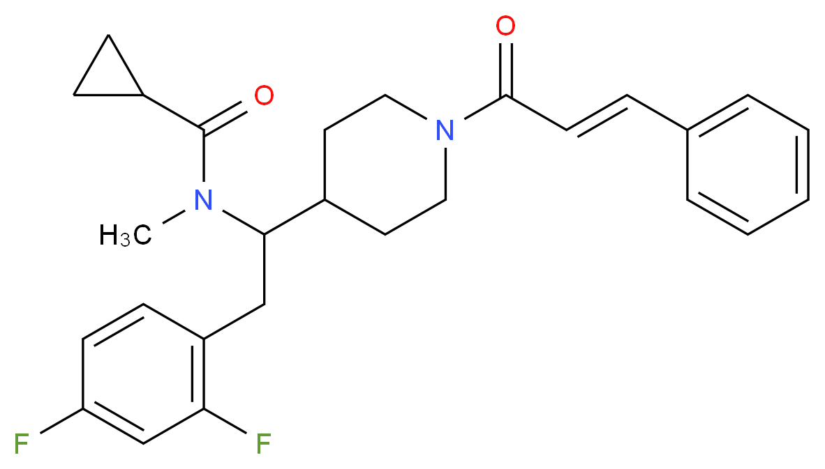 N-(2-(2,4-difluorophenyl)-1-{1-[(2E)-3-phenyl-2-propenoyl]-4-piperidinyl}ethyl)-N-methylcyclopropanecarboxamide_分子结构_CAS_)