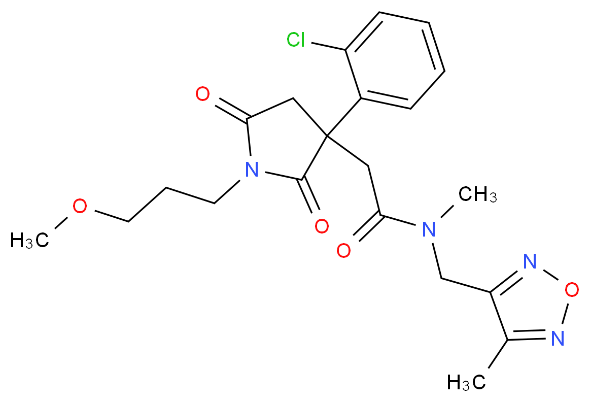 2-[3-(2-chlorophenyl)-1-(3-methoxypropyl)-2,5-dioxo-3-pyrrolidinyl]-N-methyl-N-[(4-methyl-1,2,5-oxadiazol-3-yl)methyl]acetamide_分子结构_CAS_)