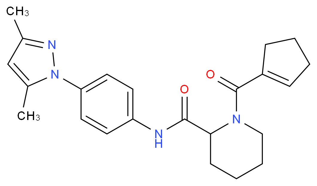 1-(1-cyclopenten-1-ylcarbonyl)-N-[4-(3,5-dimethyl-1H-pyrazol-1-yl)phenyl]-2-piperidinecarboxamide_分子结构_CAS_)