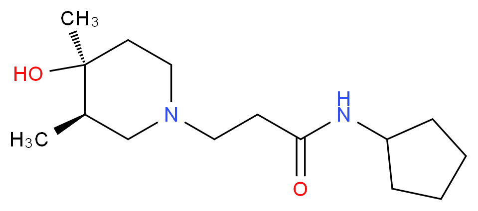N-cyclopentyl-3-[(3R*,4S*)-4-hydroxy-3,4-dimethyl-1-piperidinyl]propanamide_分子结构_CAS_)