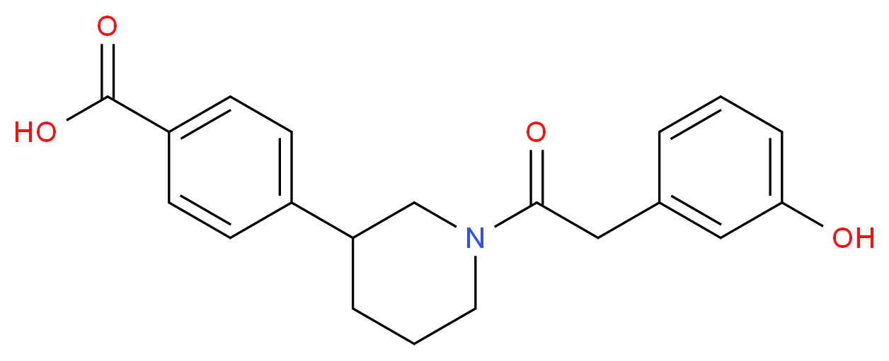 4-{1-[(3-hydroxyphenyl)acetyl]piperidin-3-yl}benzoic acid_分子结构_CAS_)
