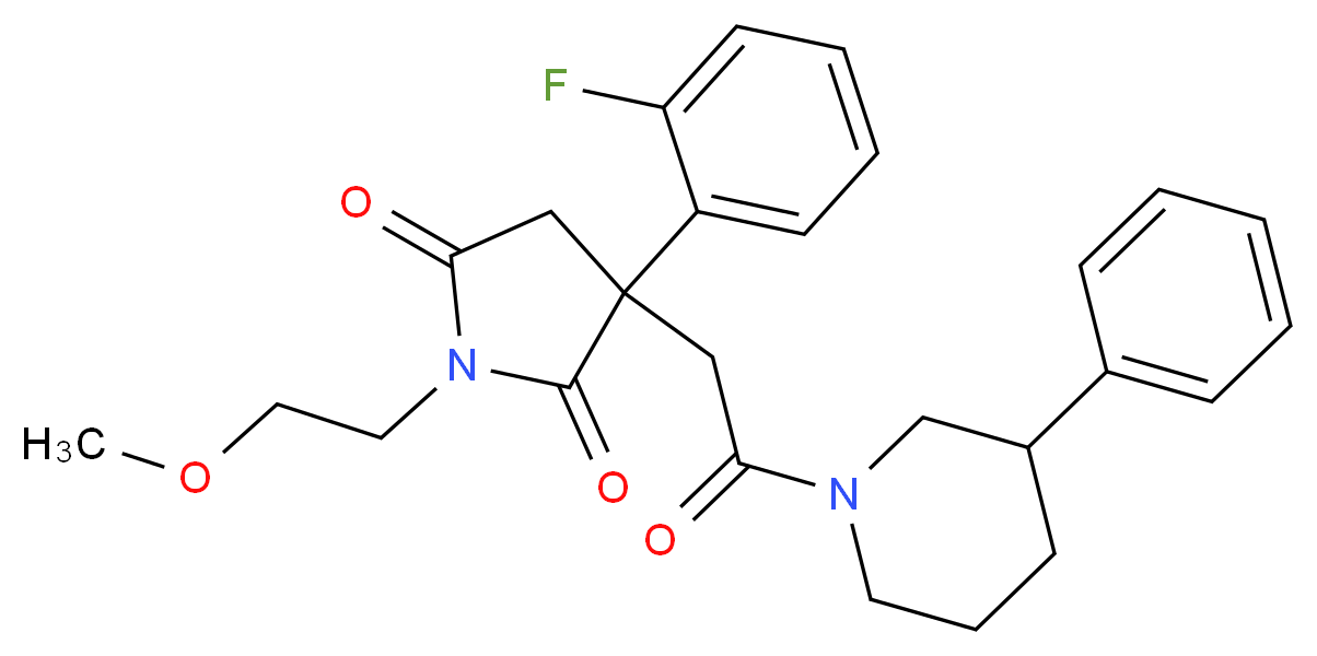 3-(2-fluorophenyl)-1-(2-methoxyethyl)-3-[2-oxo-2-(3-phenyl-1-piperidinyl)ethyl]-2,5-pyrrolidinedione_分子结构_CAS_)