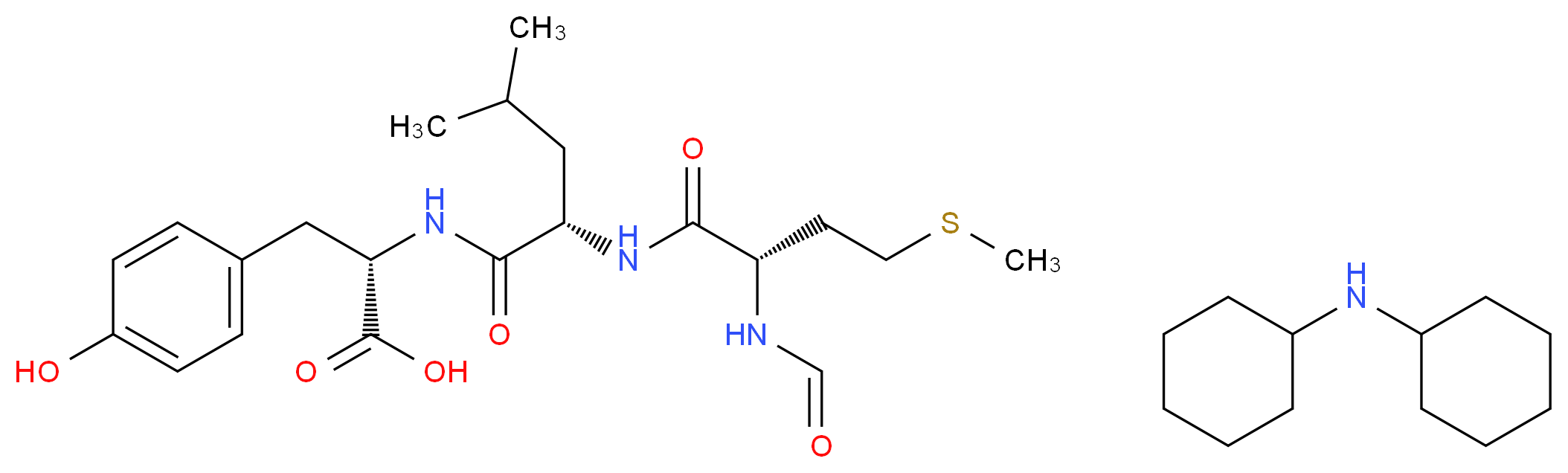 (2S)-3-(4-hydroxyphenyl)-2-[(2S)-2-[(2S)-2-formamido-4-(methylsulfanyl)butanamido]-4-methylpentanamido]propanoic acid; N-cyclohexylcyclohexanamine_分子结构_CAS_100929-79-1