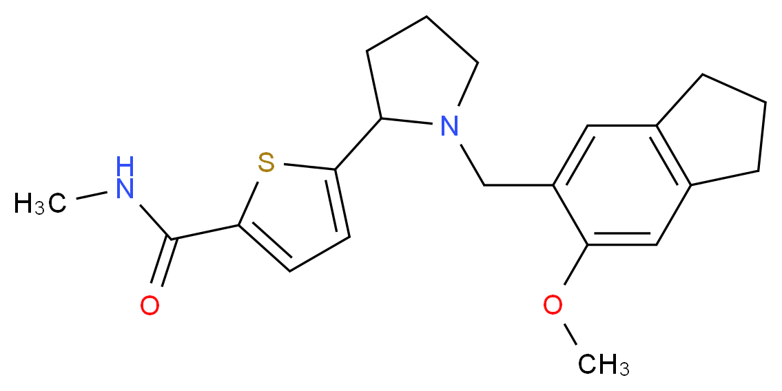 5-{1-[(6-methoxy-2,3-dihydro-1H-inden-5-yl)methyl]-2-pyrrolidinyl}-N-methyl-2-thiophenecarboxamide_分子结构_CAS_)