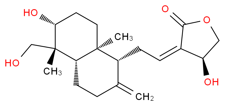 (3Z,4S)-3-{2-[(1R,4aS,5R,6R,8aS)-6-hydroxy-5-(hydroxymethyl)-5,8a-dimethyl-2-methylidene-decahydronaphthalen-1-yl]ethylidene}-4-hydroxyoxolan-2-one_分子结构_CAS_869807-57-8