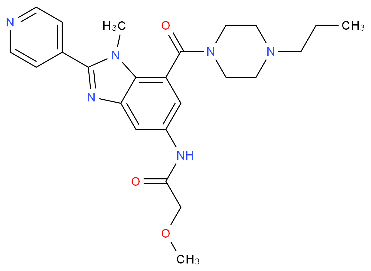 2-methoxy-N-[1-methyl-7-[(4-propyl-1-piperazinyl)carbonyl]-2-(4-pyridinyl)-1H-benzimidazol-5-yl]acetamide_分子结构_CAS_)