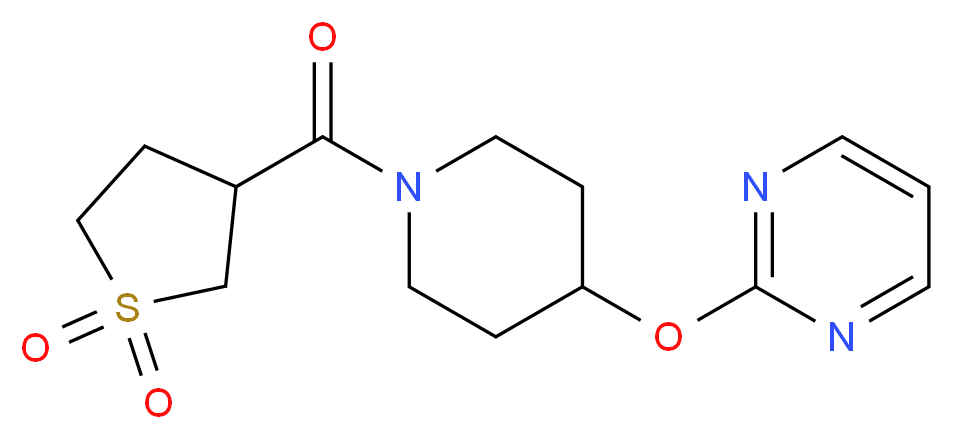2-({1-[(1,1-dioxidotetrahydro-3-thienyl)carbonyl]piperidin-4-yl}oxy)pyrimidine_分子结构_CAS_)
