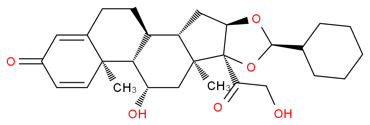 (1S,2S,4R,6R,8S,9S,11S,12S,13R)-6-cyclohexyl-11-hydroxy-8-(2-hydroxyacetyl)-9,13-dimethyl-5,7-dioxapentacyclo[10.8.0.0<sup>2</sup>,<sup>9</sup>.0<sup>4</sup>,<sup>8</sup>.0<sup>1</sup><sup>3</sup>,<sup>1</sup><sup>8</sup>]icosa-14,17-dien-16-one_分子结构_CAS_161115-59-9