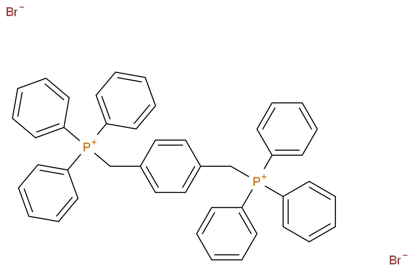 triphenyl({4-[(triphenylphosphaniumyl)methyl]phenyl}methyl)phosphanium dibromide_分子结构_CAS_40817-03-6