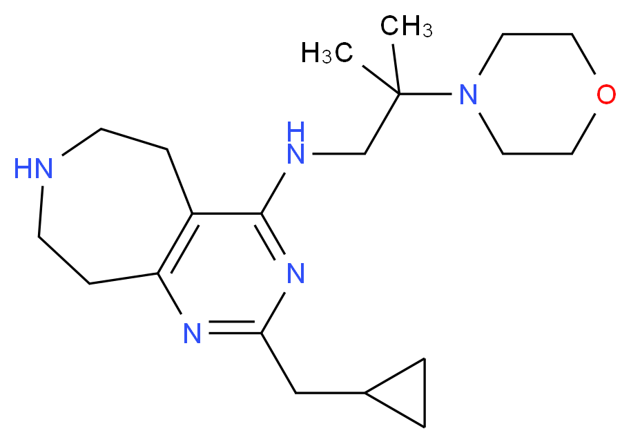 2-(cyclopropylmethyl)-N-(2-methyl-2-morpholin-4-ylpropyl)-6,7,8,9-tetrahydro-5H-pyrimido[4,5-d]azepin-4-amine_分子结构_CAS_)