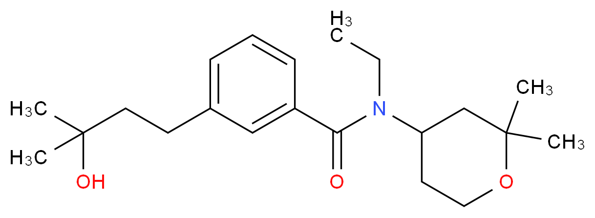 N-(2,2-dimethyltetrahydro-2H-pyran-4-yl)-N-ethyl-3-(3-hydroxy-3-methylbutyl)benzamide_分子结构_CAS_)