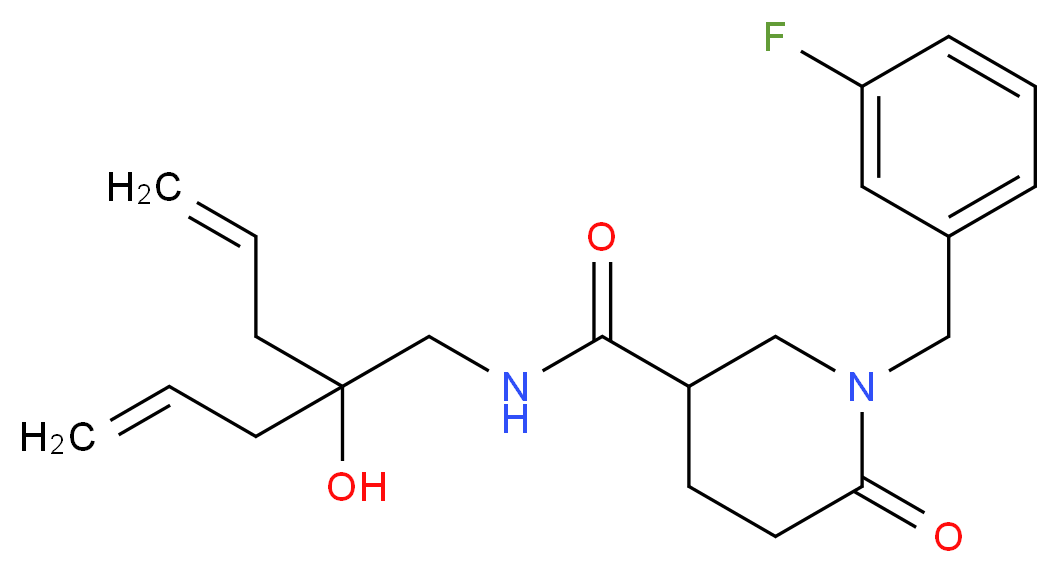 N-(2-allyl-2-hydroxy-4-penten-1-yl)-1-(3-fluorobenzyl)-6-oxo-3-piperidinecarboxamide_分子结构_CAS_)