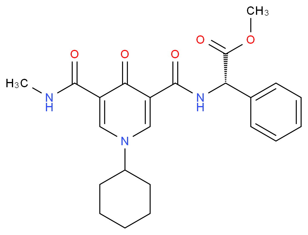 methyl (2S)-[({1-cyclohexyl-5-[(methylamino)carbonyl]-4-oxo-1,4-dihydro-3-pyridinyl}carbonyl)amino](phenyl)acetate_分子结构_CAS_)