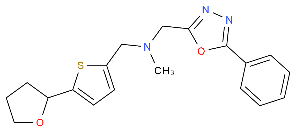 N-methyl-1-(5-phenyl-1,3,4-oxadiazol-2-yl)-N-{[5-(tetrahydrofuran-2-yl)-2-thienyl]methyl}methanamine_分子结构_CAS_)