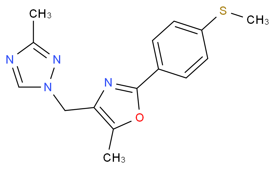 3-methyl-1-({5-methyl-2-[4-(methylthio)phenyl]-1,3-oxazol-4-yl}methyl)-1H-1,2,4-triazole_分子结构_CAS_)