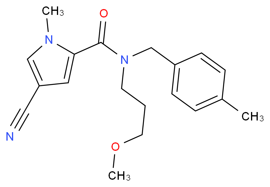 4-cyano-N-(3-methoxypropyl)-1-methyl-N-(4-methylbenzyl)-1H-pyrrole-2-carboxamide_分子结构_CAS_)