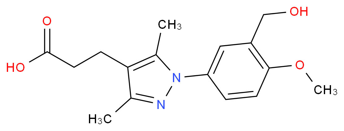 3-{1-[3-(hydroxymethyl)-4-methoxyphenyl]-3,5-dimethyl-1H-pyrazol-4-yl}propanoic acid_分子结构_CAS_)