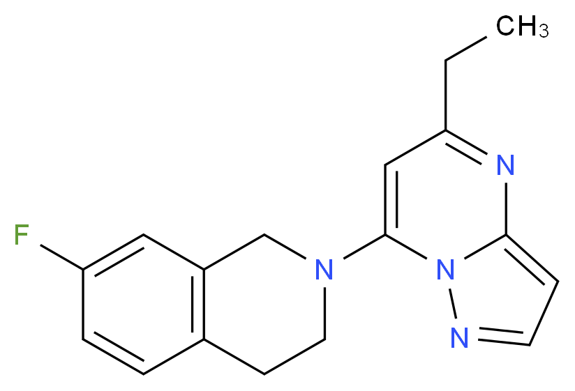 2-(5-ethylpyrazolo[1,5-a]pyrimidin-7-yl)-7-fluoro-1,2,3,4-tetrahydroisoquinoline_分子结构_CAS_)