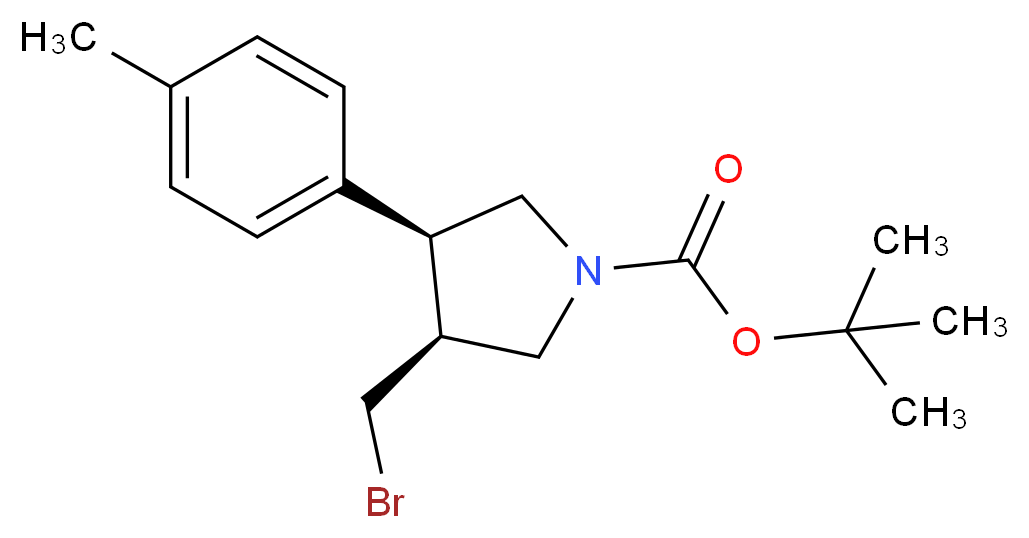 tert-butyl (3S,4S)-3-(bromomethyl)-4-(4-methylphenyl)pyrrolidine-1-carboxylate_分子结构_CAS_1260602-46-7