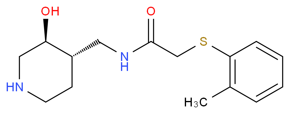 N-{[(3S*,4S*)-3-hydroxypiperidin-4-yl]methyl}-2-[(2-methylphenyl)thio]acetamide_分子结构_CAS_)