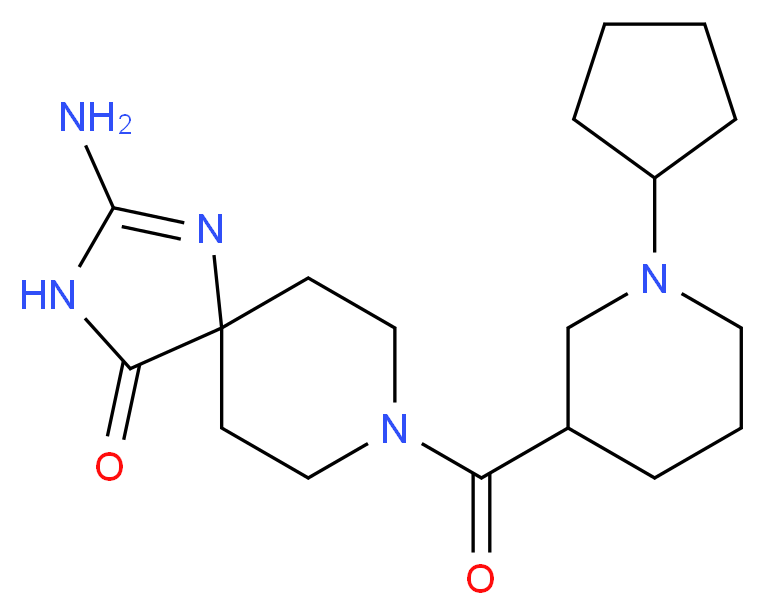 2-amino-8-[(1-cyclopentyl-3-piperidinyl)carbonyl]-1,3,8-triazaspiro[4.5]dec-1-en-4-one_分子结构_CAS_)