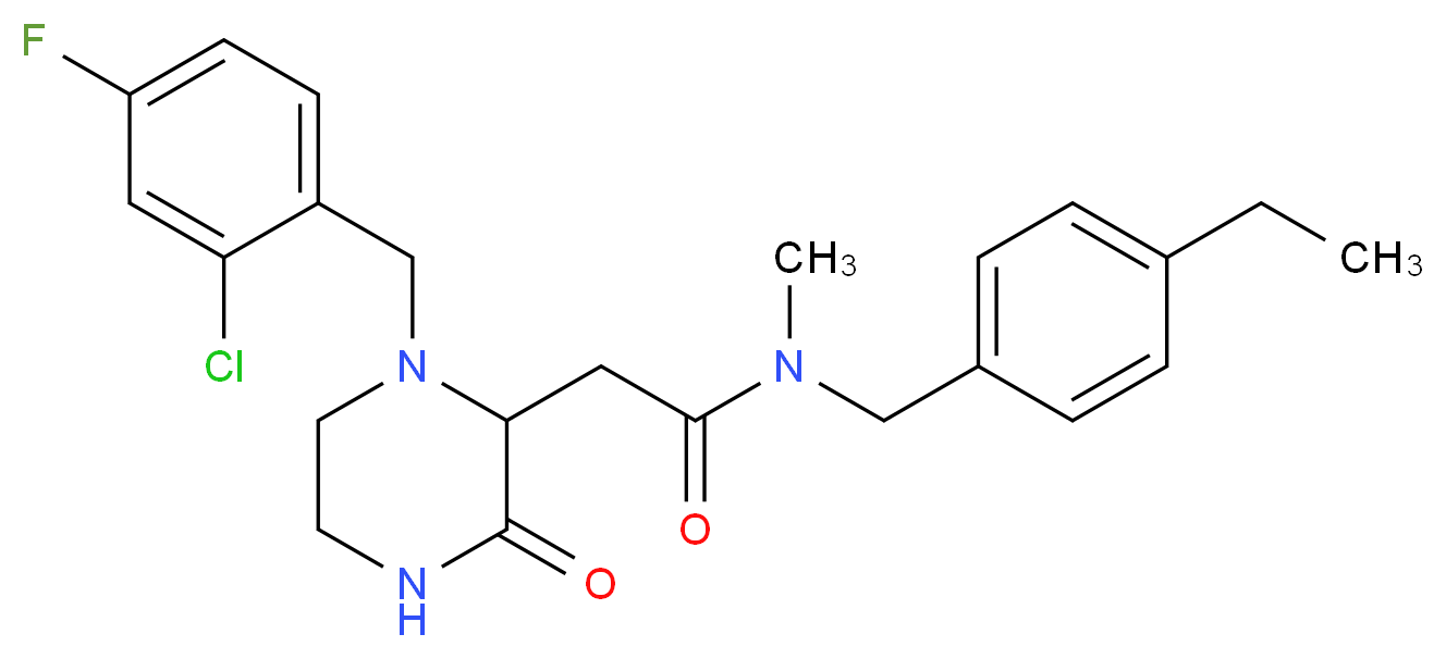 2-[1-(2-chloro-4-fluorobenzyl)-3-oxo-2-piperazinyl]-N-(4-ethylbenzyl)-N-methylacetamide_分子结构_CAS_)