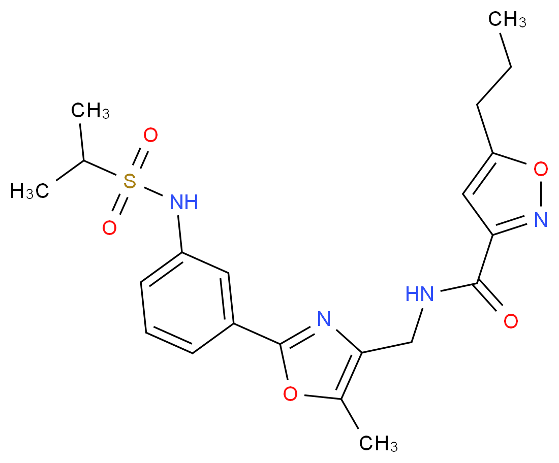 N-[(2-{3-[(isopropylsulfonyl)amino]phenyl}-5-methyl-1,3-oxazol-4-yl)methyl]-5-propyl-3-isoxazolecarboxamide_分子结构_CAS_)