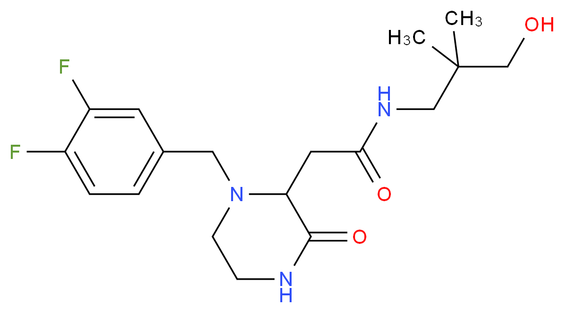2-[1-(3,4-difluorobenzyl)-3-oxo-2-piperazinyl]-N-(3-hydroxy-2,2-dimethylpropyl)acetamide_分子结构_CAS_)