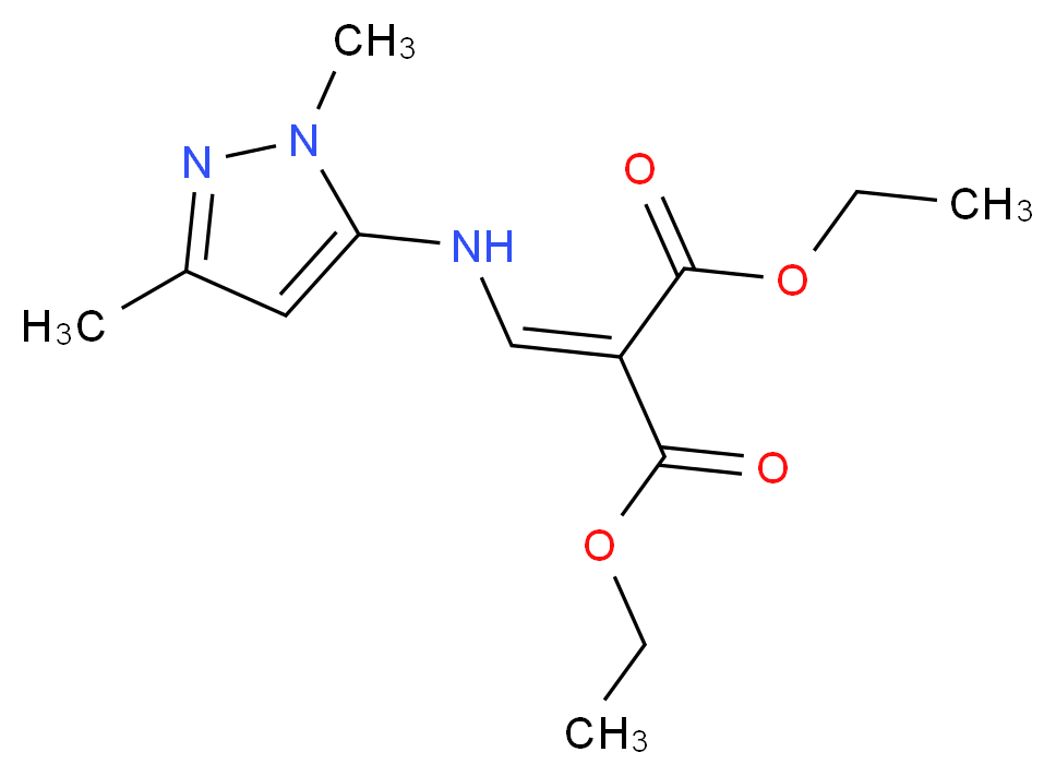 1,3-diethyl 2-{[(1,3-dimethyl-1H-pyrazol-5-yl)amino]methylidene}propanedioate_分子结构_CAS_20481-33-8