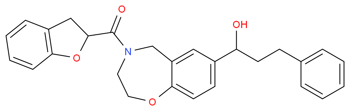 1-[4-(2,3-dihydro-1-benzofuran-2-ylcarbonyl)-2,3,4,5-tetrahydro-1,4-benzoxazepin-7-yl]-3-phenyl-1-propanol_分子结构_CAS_)