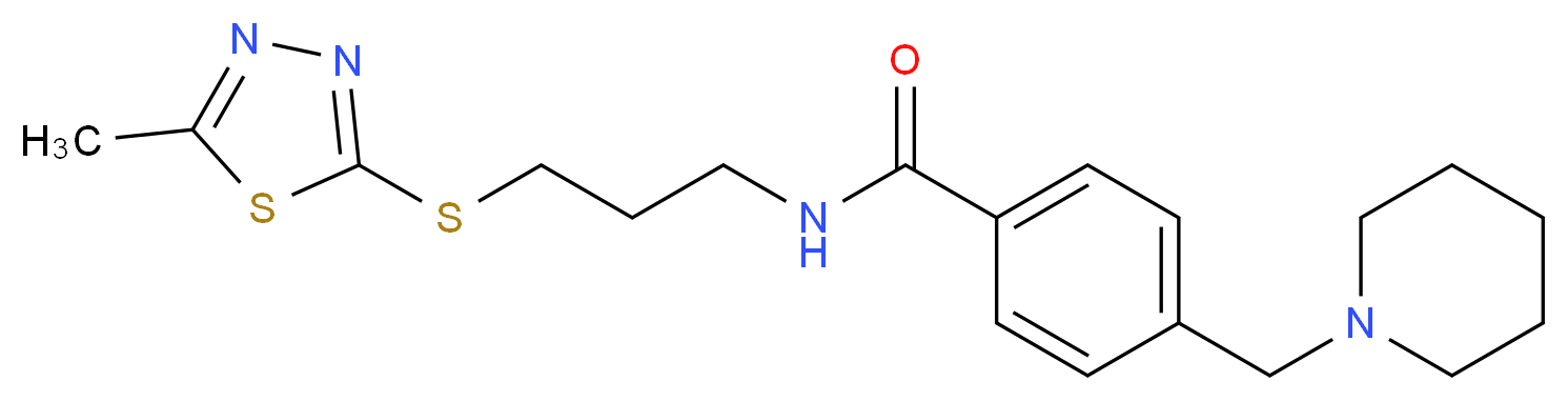 N-{3-[(5-methyl-1,3,4-thiadiazol-2-yl)thio]propyl}-4-(piperidin-1-ylmethyl)benzamide_分子结构_CAS_)
