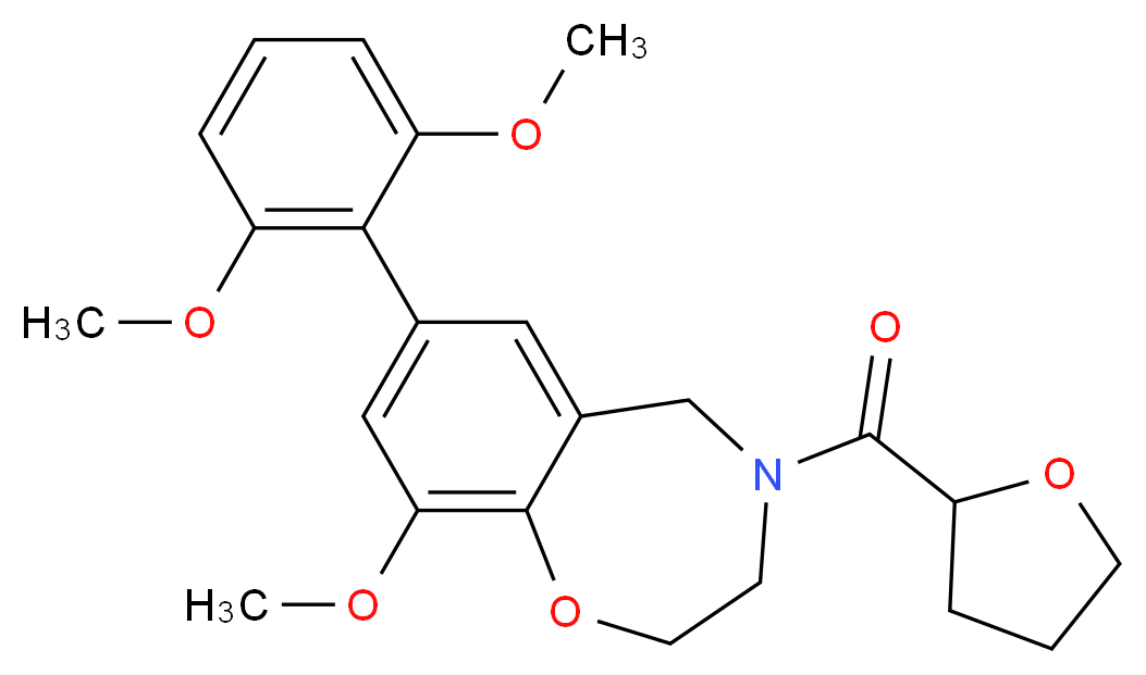 7-(2,6-dimethoxyphenyl)-9-methoxy-4-(tetrahydro-2-furanylcarbonyl)-2,3,4,5-tetrahydro-1,4-benzoxazepine_分子结构_CAS_)