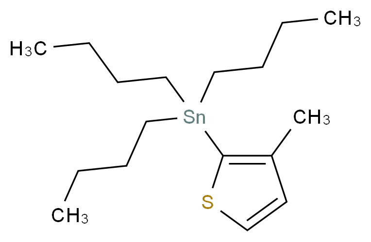 3-Methyl-2-(tributylstannyl)thiophene_分子结构_CAS_166766-89-8)