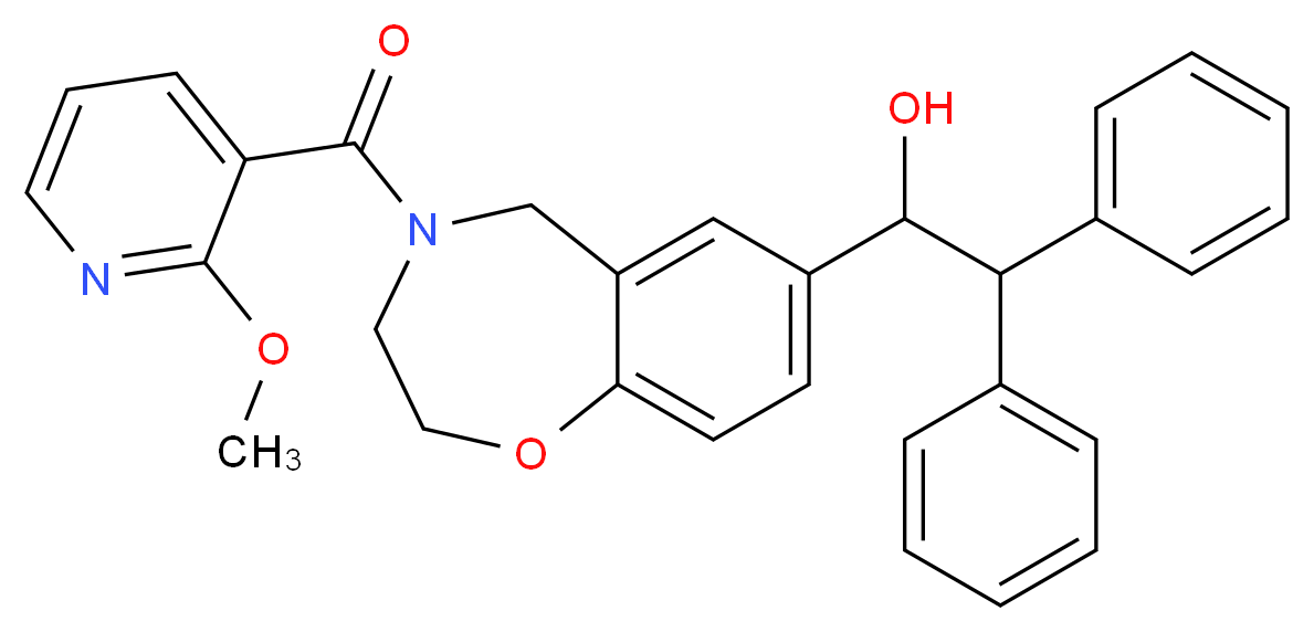 1-{4-[(2-methoxy-3-pyridinyl)carbonyl]-2,3,4,5-tetrahydro-1,4-benzoxazepin-7-yl}-2,2-diphenylethanol_分子结构_CAS_)