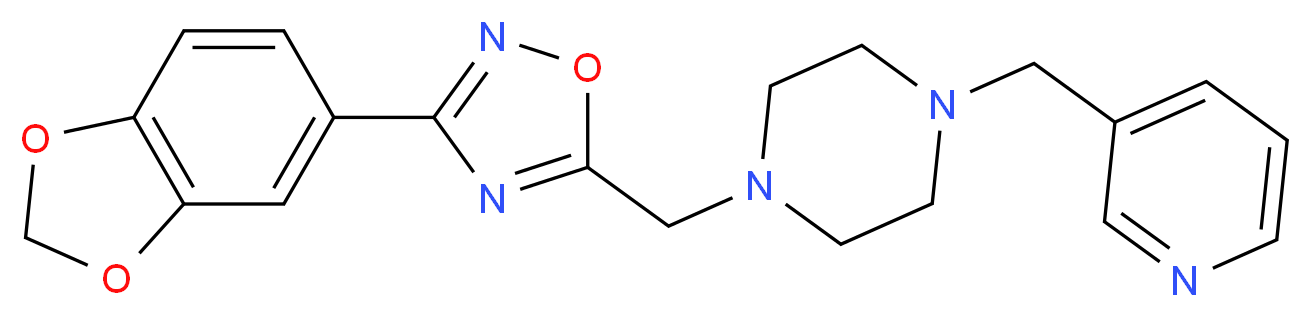 1-{[3-(1,3-benzodioxol-5-yl)-1,2,4-oxadiazol-5-yl]methyl}-4-(3-pyridinylmethyl)piperazine_分子结构_CAS_)