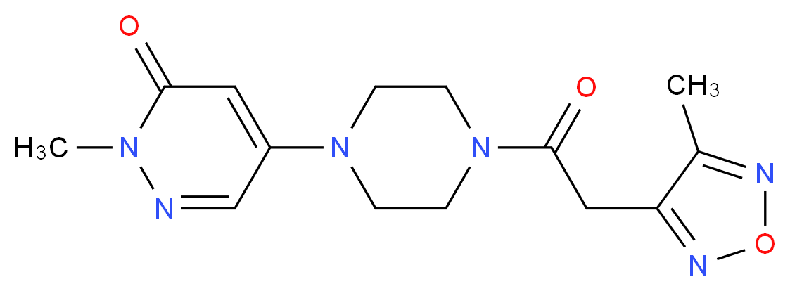 2-methyl-5-{4-[(4-methyl-1,2,5-oxadiazol-3-yl)acetyl]-1-piperazinyl}-3(2H)-pyridazinone_分子结构_CAS_)