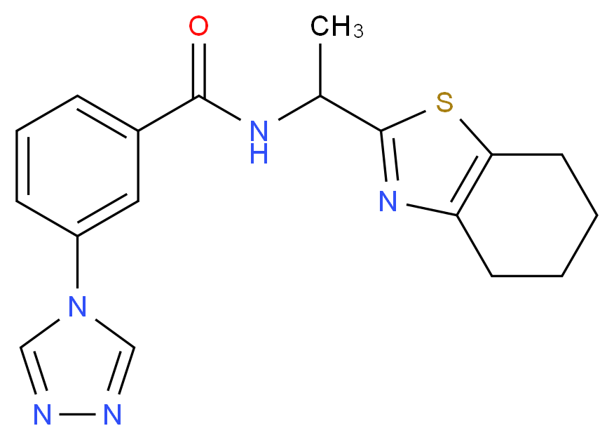 N-[1-(4,5,6,7-tetrahydro-1,3-benzothiazol-2-yl)ethyl]-3-(4H-1,2,4-triazol-4-yl)benzamide_分子结构_CAS_)