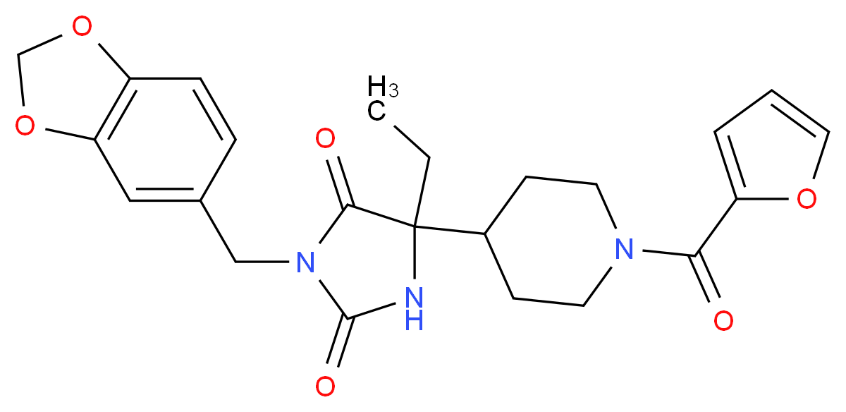 3-(1,3-benzodioxol-5-ylmethyl)-5-ethyl-5-[1-(2-furoyl)-4-piperidinyl]-2,4-imidazolidinedione_分子结构_CAS_)