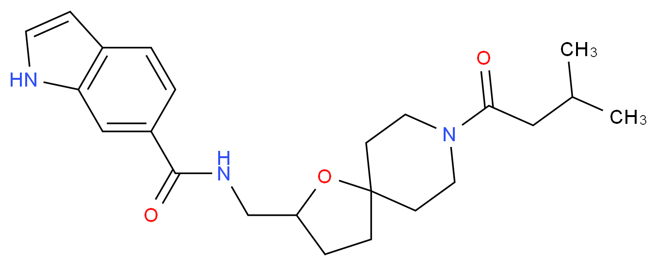 N-{[8-(3-methylbutanoyl)-1-oxa-8-azaspiro[4.5]dec-2-yl]methyl}-1H-indole-6-carboxamide_分子结构_CAS_)