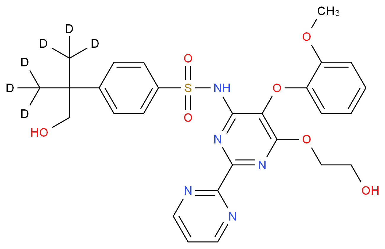 4-[1-hydroxy-2-(<sup>2</sup>H<sub>3</sub>)methyl(3,3,3-<sup>2</sup>H<sub>3</sub>)propan-2-yl]-N-[6-(2-hydroxyethoxy)-5-(2-methoxyphenoxy)-2-(pyrimidin-2-yl)pyrimidin-4-yl]benzene-1-sulfonamide_分子结构_CAS_1246817-57-1