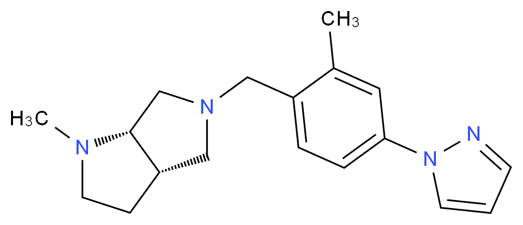 (3aS*,6aS*)-1-methyl-5-[2-methyl-4-(1H-pyrazol-1-yl)benzyl]octahydropyrrolo[3,4-b]pyrrole_分子结构_CAS_)