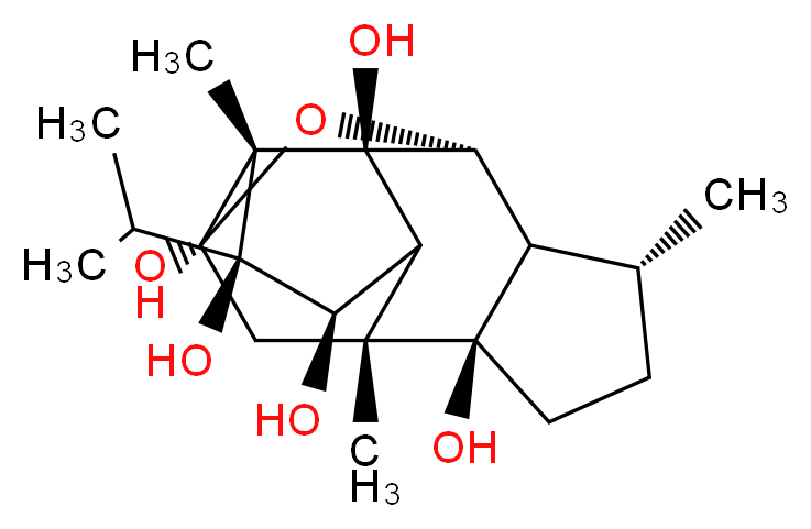 (1R,2S,3R,6R,7R,9S,10S,11S,12R,13R,14S)-3,7,10-trimethyl-11-(propan-2-yl)-15-oxapentacyclo[7.5.1.0<sup>2</sup>,<sup>6</sup>.0<sup>7</sup>,<sup>1</sup><sup>3</sup>.0<sup>1</sup><sup>0</sup>,<sup>1</sup><sup>4</sup>]pentadecane-6,9,11,12,14-pentol_分子结构_CAS_1033747-78-2