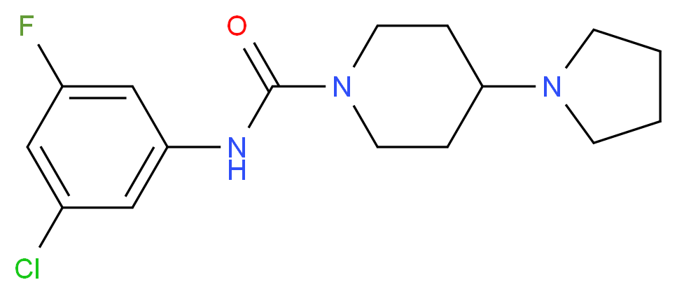 N-(3-chloro-5-fluorophenyl)-4-pyrrolidin-1-ylpiperidine-1-carboxamide_分子结构_CAS_)