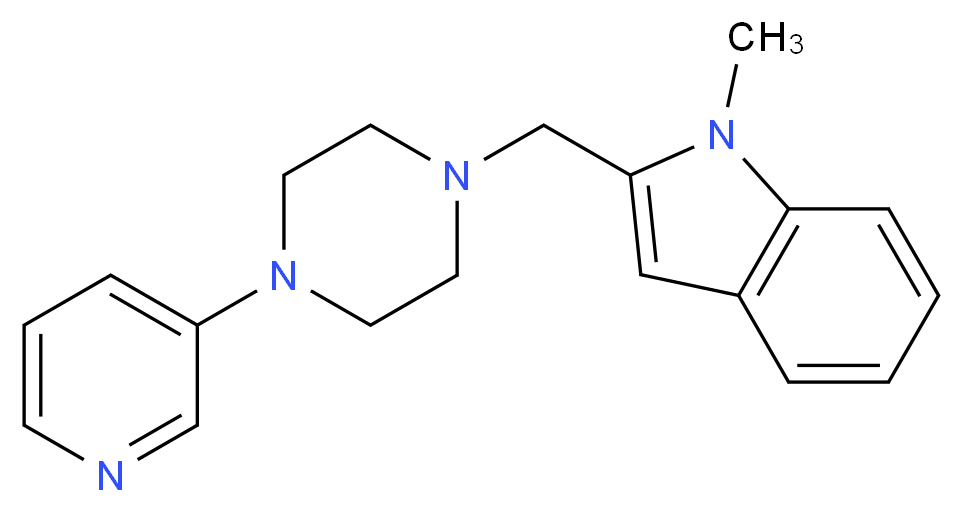 1-methyl-2-{[4-(3-pyridinyl)-1-piperazinyl]methyl}-1H-indole_分子结构_CAS_)