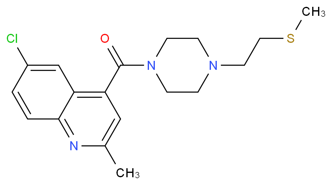 6-chloro-2-methyl-4-({4-[2-(methylthio)ethyl]piperazin-1-yl}carbonyl)quinoline_分子结构_CAS_)